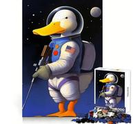 Puzzle da 1000 pezzi con astronauta, soldato e anatra per adolescenti Pensa che il tempo di allenamento sia ben speso Bordi definiti Regalo festivo (38x26cm)