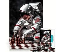 Puzzle da 1000 pezzi con astronauta statunitense che gioca a scacchi,ideale per adulti Gioco di memoria,incastro perfetto,senza spazi vuoti,attività rilassante per una pausa mentale (38x26cm)