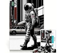 Puzzle da 1000 pezzi con astronauta,stile vintage,taglio senza soluzione di continuità,gioco creativo,giocattolo,gioco casual,Natale,tempo libero,arte (38x26cm)
