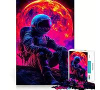 Puzzle da 1000 pezzi con astronauta su pianeta alieno,design a bordi fini,puzzle logico per il tempo libero,regalo di compleanno divertente (38x52cm)