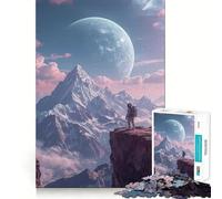 Puzzle da 1000 pezzi con astronauta sulla cima di una montagna e pianeta,gioco di squadra,stimolante per la mente,rilassante,ideale come regalo di compleanno (38x52cm)