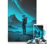Puzzle da 1000 pezzi con astronauti all'allunaggio, gioco rilassante, antistress, amici e familiari 38x52cm