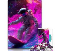 Puzzle da 1000 pezzi con astronauti che fanno surf per adolescenti, modelli da assemblare, attività divertenti da fare a casa, regalo di compleanno, regali da viaggio (50x75cm)