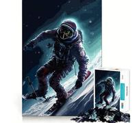 Puzzle da 1000 pezzi con astronauti e pianeti che sciano, ideale per ragazzi Giocattolo intelligente per la casa, taglio preciso, regalo premuroso 50x75cm