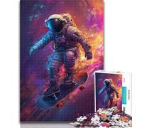 Puzzle da 1000 pezzi con astronauti sugli skateboard, puzzle da 1000 pezzi per adulti e ragazzi, allena il cervello e le mani, regali per amici e familiari, 26x38cm