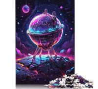 Puzzle da 1000 pezzi con astronave e globo, difficoltà per adulti, rafforza i rapporti tra i membri della famiglia, 1000 pezzi (75x50 cm)