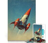 Puzzle da 1000 pezzi con astronave retrò in volo per ragazzi, gioco di puzzle divertente e stimolante da creare insieme, con tagli netti e oggetti da collezione (50x75cm)