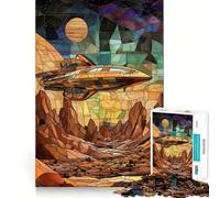Puzzle da 1000 pezzi con astronave su pianeta desertico per adolescenti, gioco di abilità mentale, design accogliente e rilassante, assemblaggio, regalo premuroso 38x52cm