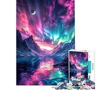 Puzzle da 1000 pezzi con aurora boreale e montagna difficile e stimolante per divertimento in famiglia giocattolo decorativo da parete adatto a partire dai 14 anni (38x52cm)