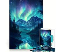 Puzzle da 1000 pezzi con aurora boreale,montagna e lago,taglio preciso,rompicapo,regalo,divertimento per il tempo libero,decorazione natalizia da appendere al muro (38x52cm)