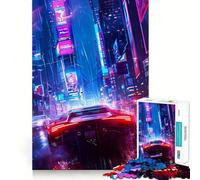 Puzzle da 1000 pezzi con auto al neon, ideale per adulti, regalo, per migliorare la memoria e il tempo libero, con ritagli precisi, decorazione murale (50x75cm)