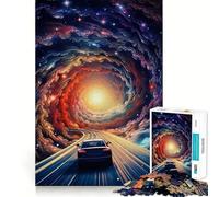 Puzzle da 1000 pezzi con auto che attraversano la galassia,gioco di precisione con bordi perfetti,gioco cognitivo divertente,gioco lento,divertente,decorazione artistica natalizia (38x52cm)