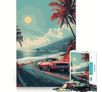 Puzzle da 1000 pezzi con auto d'epoca al tramonto per adolescenti, rompicapo, attività per la casa, taglio premium, articolo con desiderio di Babbo Natale 38x52cm