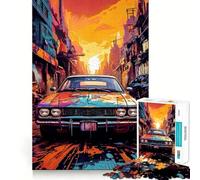 Puzzle da 1000 pezzi con auto d'epoca in un paesaggio urbano,ideale per ragazzi,per un gioco divertente e di rievocazione storica Incastro perfetto,senza spazi vuoti Attività serale per tutta