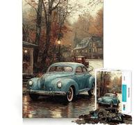 Puzzle da 1000 pezzi con auto d'epoca in una città autunnale Gioco interattivo Think Boost,pezzi ben incastrati,nessuna parte allentata Sfida cerebrale per la casa (38x26cm)