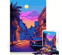 Puzzle da 1000 pezzi con auto d'epoca in una strada dell'Avana, ideale per ragazzi Puzzle che migliora la memoria, passatempo rilassante, bordi precisi, (38x52cm)