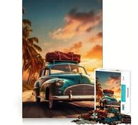 Puzzle da 1000 pezzi con auto d'epoca sulla spiaggia per adulti,divertente gioco di memoria,montaggio sicuro e stabile,attività serale per tutta la famiglia (50x75cm)