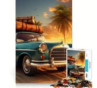 Puzzle da 1000 pezzi con auto d'epoca sulla spiaggia per ragazzi Attività divertente e stimolante per la mente,con taglio di alta precisione e relax (50x75cm)