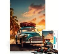 Puzzle da 1000 pezzi con auto d'epoca sulla spiaggia per ragazzi,divertente gioco di memoria,connessione pulita e senza soluzione di continuità,attività di gruppo rilassante al chiuso (38x26cm)
