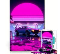 Puzzle da 1000 pezzi con auto retrò alla stazione di servizio per ragazzi, ideale per stimolare la memoria, rilassarsi e divertirsi Taglio di alta qualità, regalo elegante (50x75cm)