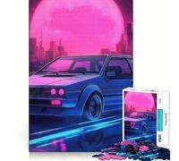 Puzzle da 1000 pezzi con auto retrò e paesaggio urbano, ideale per adolescenti Gioco di logica puro, rilassante e di precisione Pezzo artistico (38x52cm)