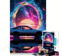 Puzzle da 1000 pezzi con auto retrò in un'ambientazione cosmica per adolescenti, gioco per allenare la mente, rilassante, artistico, (38x52cm)