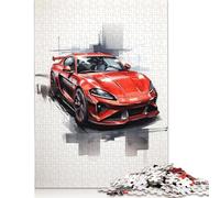 Puzzle da 1000 pezzi con auto rossa elettrizzante per adulti e adolescenti, regalo per la vigilia di Natale, 1000 pezzi (75x50 cm)