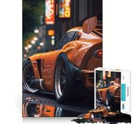 Puzzle da 1000 pezzi con auto sportiva a Tokyo per ragazzi, gioco di logica chiaro, divertimento rilassante, taglio perfetto, calda sorpresa 38x52cm