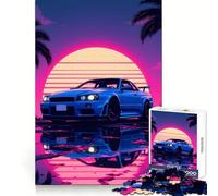 Puzzle da 1000 pezzi con auto sportiva al neon Skyline GTR per adolescenti, gioco per allenare la mente, attività artistica da assemblare in famiglia, regalo creativo (50x75cm)