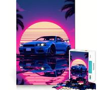 Puzzle da 1000 pezzi con auto sportiva al neon Skyline GTR per adolescenti, gioco per allenare la mente, attività artistica da assemblare in famiglia, regalo creativo (50x75cm)