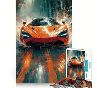 Puzzle da 1000 pezzi con auto sportiva arancione, ideale per adulti, un gioco stimolante per la mente, perfetto per giocare in casa Opera d'arte di pregio (38x52cm)