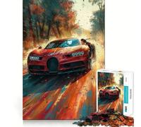 Puzzle da 1000 pezzi con auto sportiva Bugatti rossa, gioco di logica per adulti, ideale per momenti di relax, con taglio preciso, regalo di Natale (50x75cm)