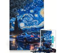 Puzzle da 1000 pezzi con auto sportiva e cielo stellato per adolescenti, ideale per migliorare la memoria e per un gioco rilassante, con bordi ben definiti 38x26cm
