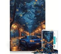 Puzzle da 1000 pezzi con auto sportiva e cielo stellato per adolescenti, ideale per ricordare, migliorare, calmare la mente, con un'opera d'arte nitida e da collezione 50x75cm