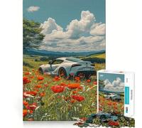 Puzzle da 1000 pezzi con auto sportiva e cielo stellato per adolescenti, ideale per ricordare, migliorare, calmare la mente, con un'opera d'arte nitida e da collezione 38x52cm