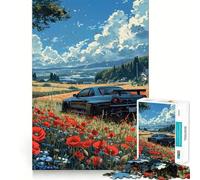 Puzzle da 1000 pezzi con auto sportiva e cielo stellato per adulti, gioco di logica, ideale per il tempo libero a casa, con tagli precisi e un regalo speciale 50x75cm