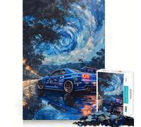Puzzle da 1000 pezzi con auto sportiva e cielo stellato per ragazzi, gioco di logica fine, passatempo rilassante, bordo netto, pezzo da collezione 50x75cm
