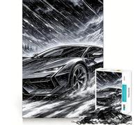 Puzzle da 1000 pezzi con auto sportiva in un paesaggio invernale, ideale per adolescenti, un gioco rilassante e antistress Taglio di alta qualità, regalo elegante 38x52cm