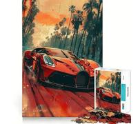 Puzzle da 1000 pezzi con auto sportiva moderna rossa per adulti e ragazzi, gioco di logica solido, divertente e silenzioso, taglio di precisione, Babbo Natale, scegli il tuo desiderio (38x26cm)