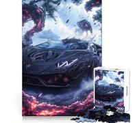 Puzzle da 1000 pezzi con auto sportiva nera e ombre per adulti, ideale per esercizio fisico, relax e divertimento, con bordi precisi Un regalo di Natale perfetto (50x75cm)