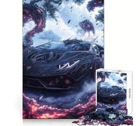 Puzzle da 1000 pezzi con auto sportiva nera e ombre per ragazzi, stimolante per il pensiero logico, antistress, divertente, con incastro perfetto, regalo di Natale (38x52cm)
