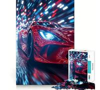 Puzzle da 1000 pezzi con auto sportiva rossa, guida notturna, per adolescenti, gioco di puzzle stimolante, rilassante, con dettagli nitidi, regalo per le festività (38x52cm)