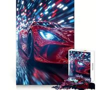 Puzzle da 1000 pezzi con auto sportiva rossa, ideale per la guida notturna, gioco di logica e svago per adolescenti, con bordi lisci e di alta qualità (50x75cm)