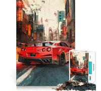 Puzzle da 1000 pezzi con auto sportiva rossa in città per ragazzi, gioco di puzzle divertente e stimolante da collezionare (38x52cm)