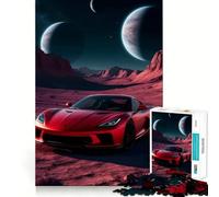 Puzzle da 1000 pezzi con auto sportiva rossa su pianeta alieno per ragazzi, ideale per migliorare la memoria, alleviare la tensione e creare un'opera d'arte di pregio (50x75cm)