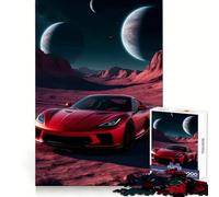 Puzzle da 1000 pezzi con auto sportiva rossa su pianeta alieno per ragazzi, ideale per migliorare la memoria, alleviare la tensione e creare un'opera d'arte di pregio (50x75cm)