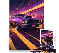 Puzzle da 1000 pezzi con auto sportiva viola e guida notturna, ideale per adolescenti Gioco di puzzle che stimola l'intelletto e il divertimento in famiglia Taglio di qualità Regalo elegante (50x75cm)