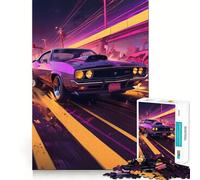 Puzzle da 1000 pezzi con auto sportiva viola e guida notturna, ideale per adolescenti Gioco di puzzle che stimola l'intelletto e il divertimento in famiglia Taglio di qualità Regalo elegante (50x75cm)