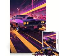 Puzzle da 1000 pezzi con auto sportiva viola, ideale per una guida notturna, un gioco stimolante per la mente e un momento di relax Pezzo da collezione di alta qualità (38x52cm)