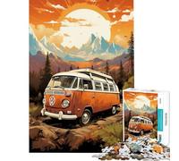 Puzzle da 1000 pezzi con autobus VW retrò e percorso in montagna Difficile e stimolante Gioco pratico per ragazzi dai 14 anni in su (38x52cm)